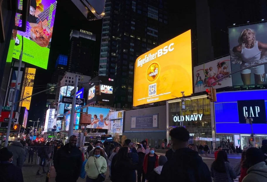Times Square The Beast Digital Billboard Advertising DogeFatherBSC Campaign